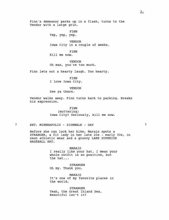 A sample screenplay page.
